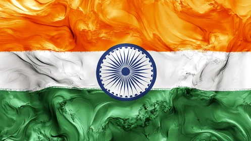 Indian flag rendered with fluid tricolor paint textures