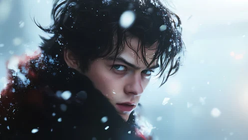 Storm-eyed wanderer stalks the blizzard&rsquo;s glassy hush.