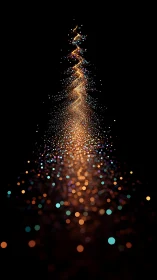 Golden particle stream forms luminous abstract spiral column.