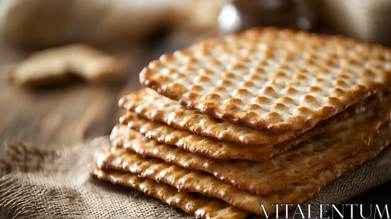 Crispy Matzo Crackers Stacked with Golden Appeal.