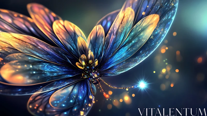 Luminous cosmic butterfly spreads iridescent nebula wings