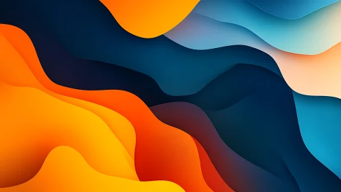 Molten sunrise waves colliding with cool twilight folds.