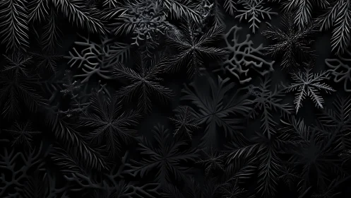 Monochrome fractal snowflake lattice with relief shading detail.