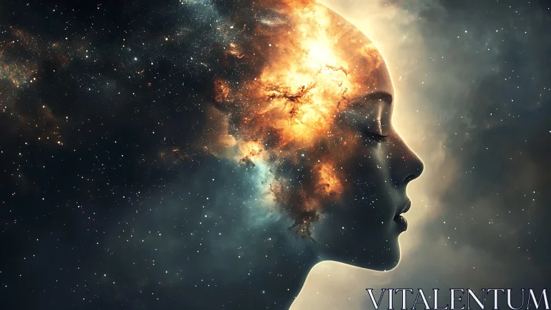 Nebular cognition silhouette with embedded stellar topology.