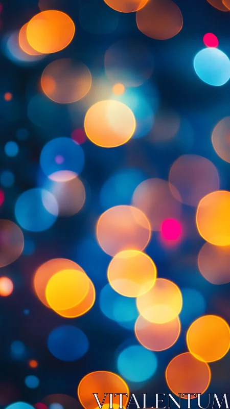 Midnight bokeh carnival of neon blues and ember gold orbs.