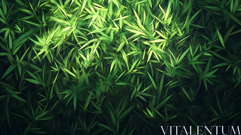Digital bamboo canopy study with layered luminous foliage.