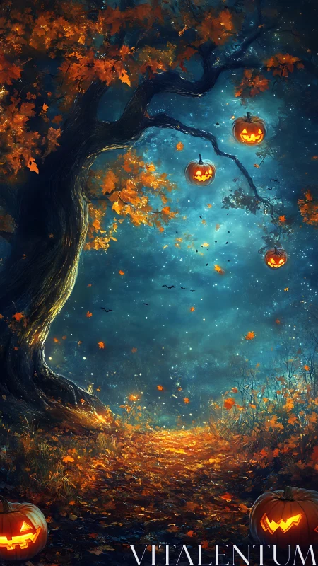 Jack-o&rsquo;-lantern moonwalk beneath a haunted ember canopy.