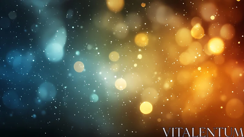 Abstract Bokeh Lights with Blue, Yellow, and Orange Gradient.