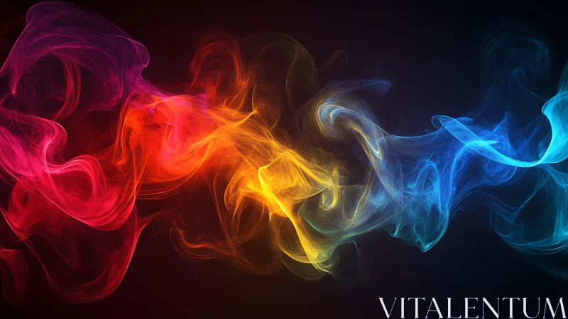 Colorful smoke currents braid fire and frost across darkness