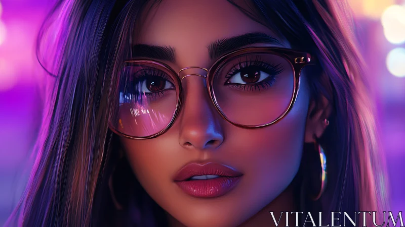 Neon citylight daydream shimmers behind reflective glasses