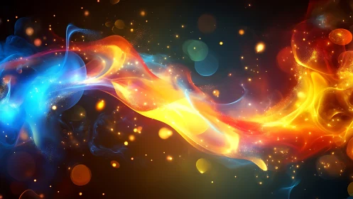 Abstract Energy Waves Collide in Glowing Neon Realm