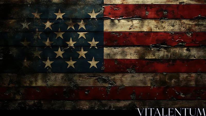 Weathered American flag illustration evokes rugged resilience