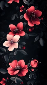 Gradient-Rendered Botanical Study: Coral-to-Crimson Flowering Branches.