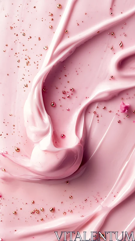 Dreamy pink cream swirls glow with tiny golden droplets