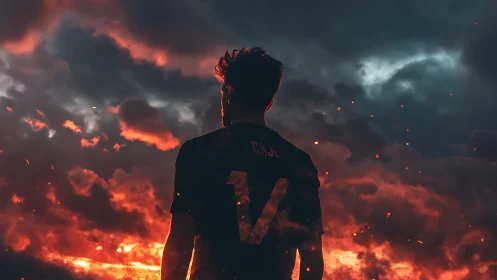 Storm-lit silhouette welcomes a bold, fiery twilight sky