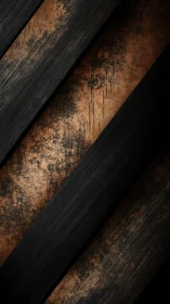 Rust-kissed metal and charcoal bands in bold contrast.