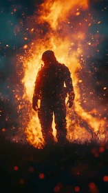 Silhouette Burns with Magnificent Golden Tempest