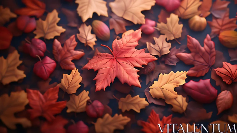 Autumn maple leaf arrangement in warm shallow-focus bokeh.