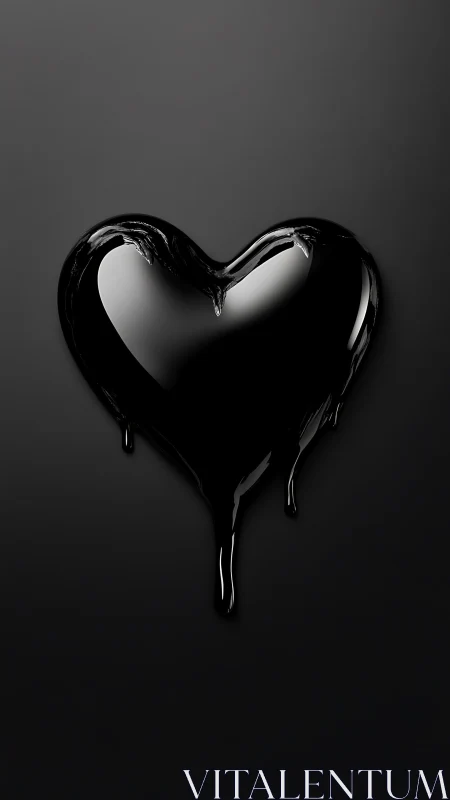 Black Heart Shape with Dripping Liquid Form.