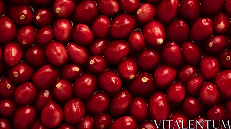 Close-up overhead view of fresh red cranberries in water.