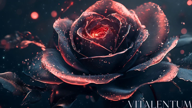 Luminescent Rose Digital Artwork With Glowing Core.