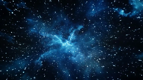 Deep blue starfield vortex in outer space motion scene.