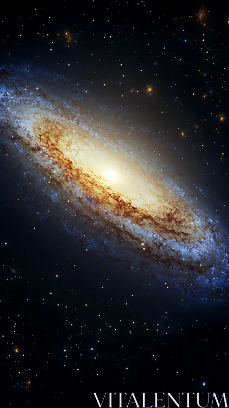 Edge-on spiral galaxy shows dense core and extended disk
