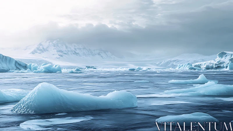 Silent polar seascape stretches beneath brooding winter skies