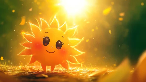 Sunbeam sprite tiptoes through golden autumn glow