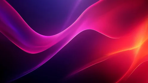 Gently glowing neon waves flow across a deep twilight sky