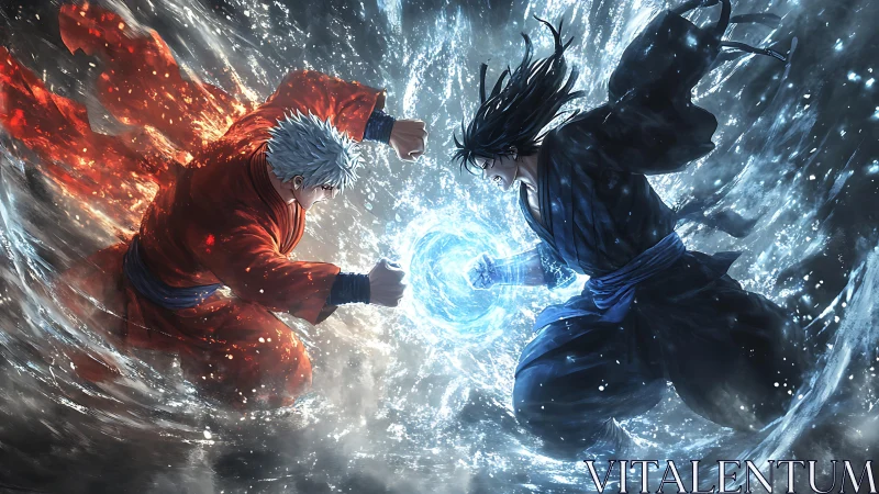 Elemental warriors collide in blazing fire and raging ice clash