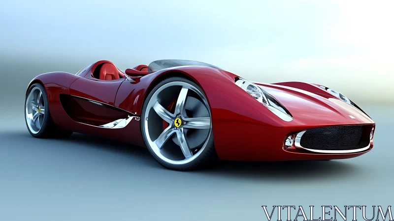 3D-rendered red roadster with streamlined aerodynamic bodywork.