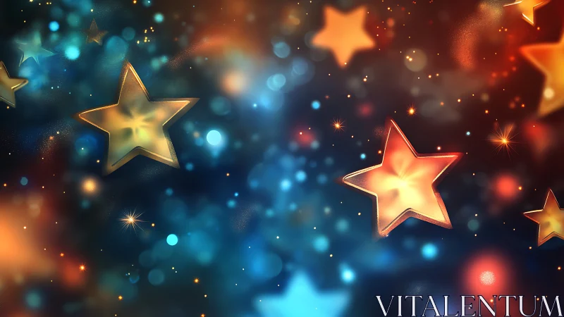 Glow-drunk shooting stars drifting through a velvet bokeh night.