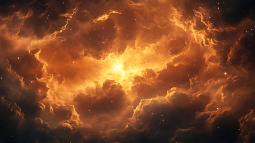 Starfire blossoms inside a storm of molten cosmic clouds