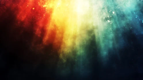 Abstract colorful light beams and mist in digital art style.