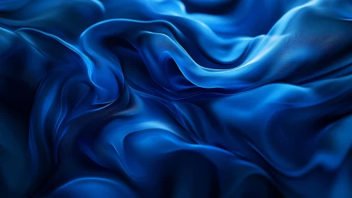 Folded blue fabric surface with abstract flowing contours.