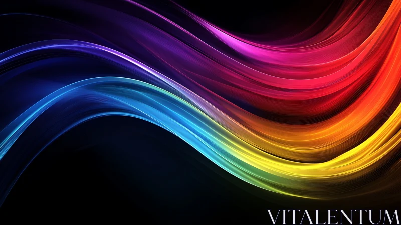 Flowing rainbow light waves on a dreamy dark canvas.