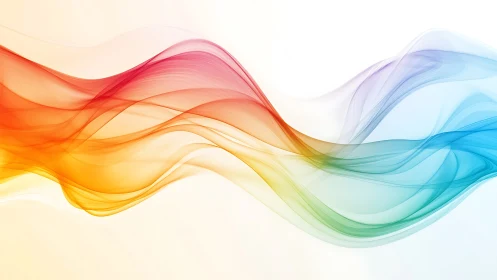 Gradient light waves flow across white minimal background.
