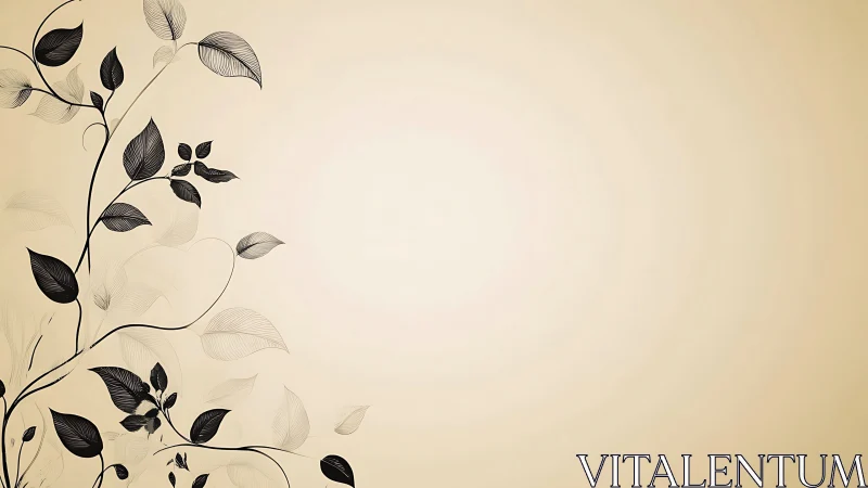 Asymmetric botanical vector flourish on radial beige field.