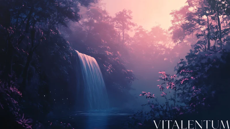 Enchanting Waterfall: Where Twilight Meets the Forest
