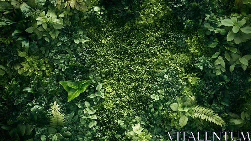 Verdant Foliage Canopy: Layered Botanical Overhead Perspective.