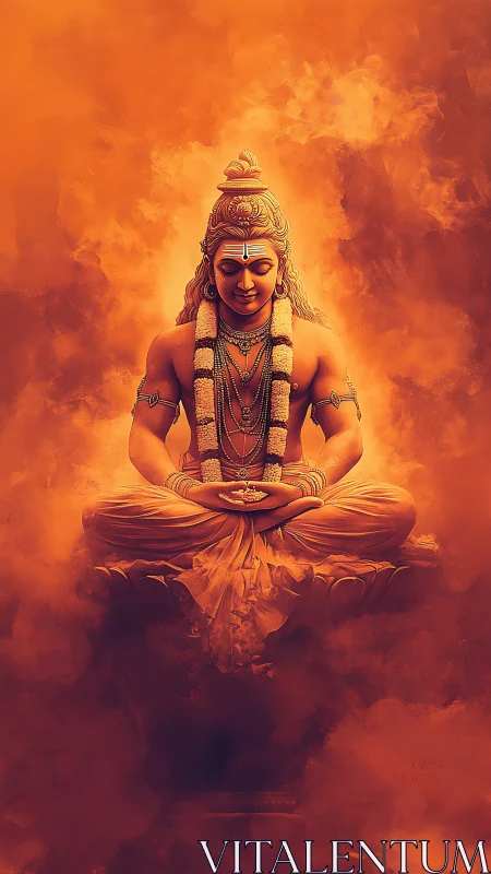 Radiant meditative deity floating in a sea of warm light.