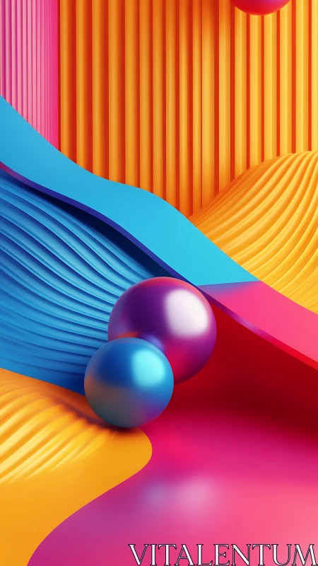 Playful color waves welcome glossy spheres into a bright dance