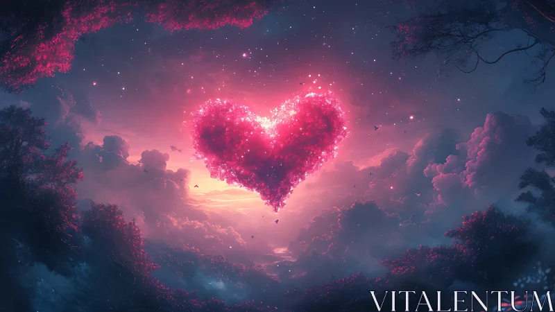 Luminous Heart Radiates Through Celestial Clouds