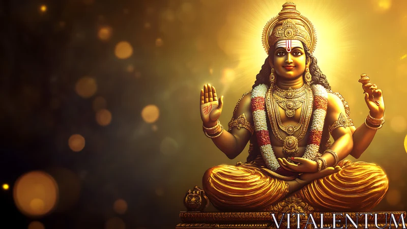 Golden divine deity rendered with high-detail digital lighting