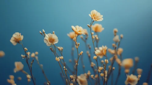 Delicate Carnations Against Blue: Selective Focus Floral Composition