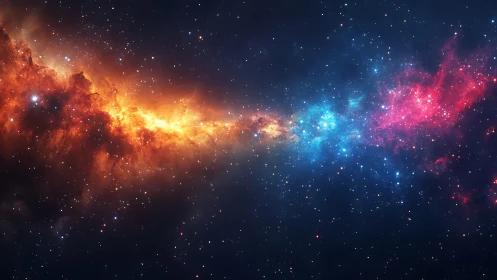 Color-swept galactic nebula stretches across deep space.