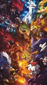 Legendary dragon creatures converge in a vertical inferno clash