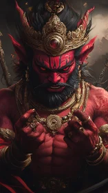 Furious red warlord crowns himself in molten-gold splendor