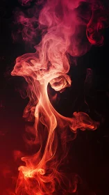 Crimson smoke pirouettes upward like a dancing fire spirit